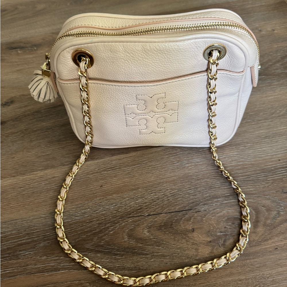 Tory Burch Beige Leather Crossbody Bag